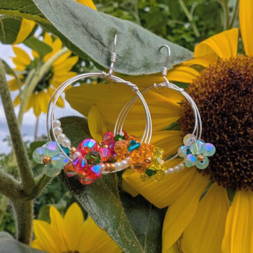 Boucles d&rsquo;oreilles fleurs de cristal